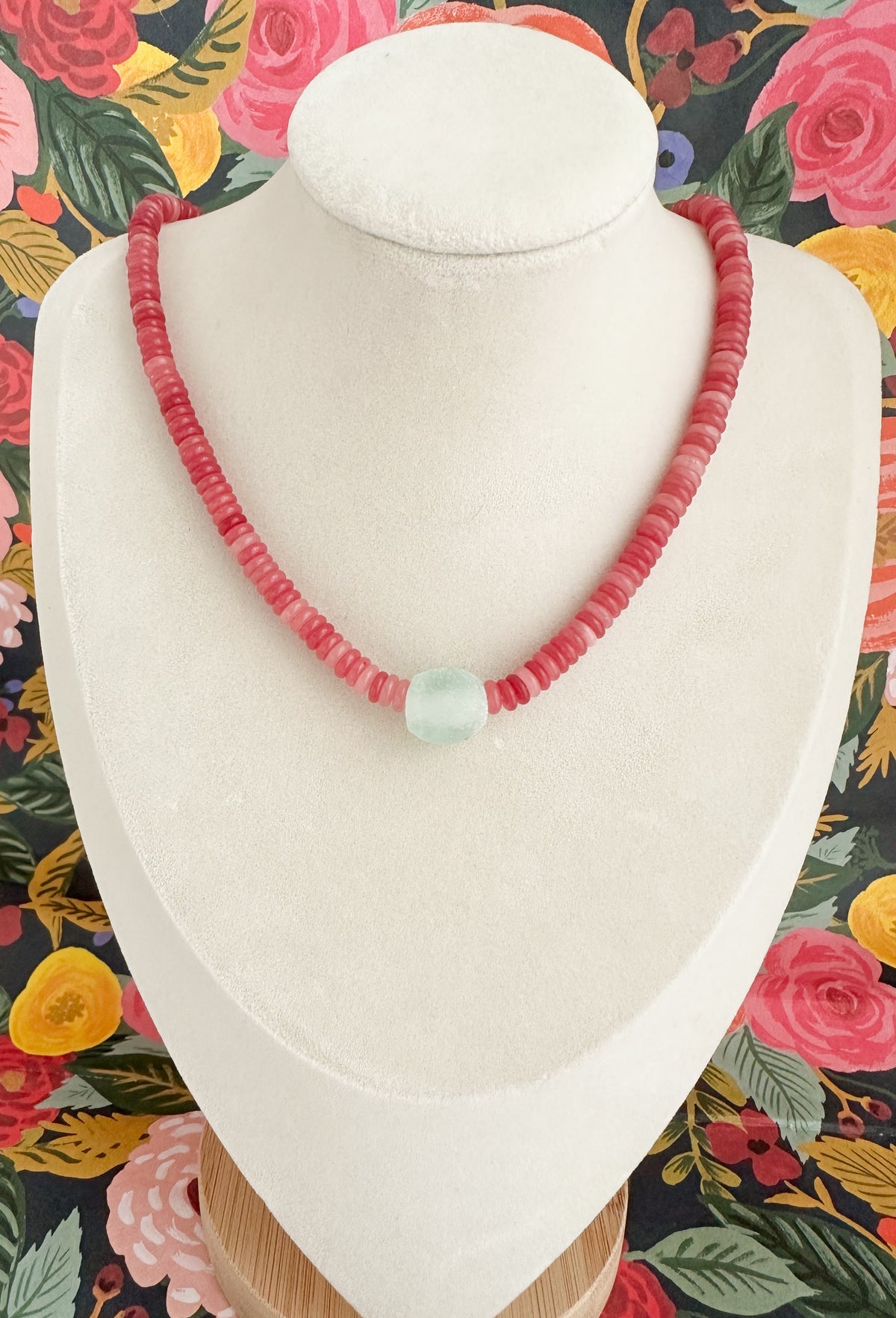 Haven-Hand Knotted Jade & Sea Glass Necklace