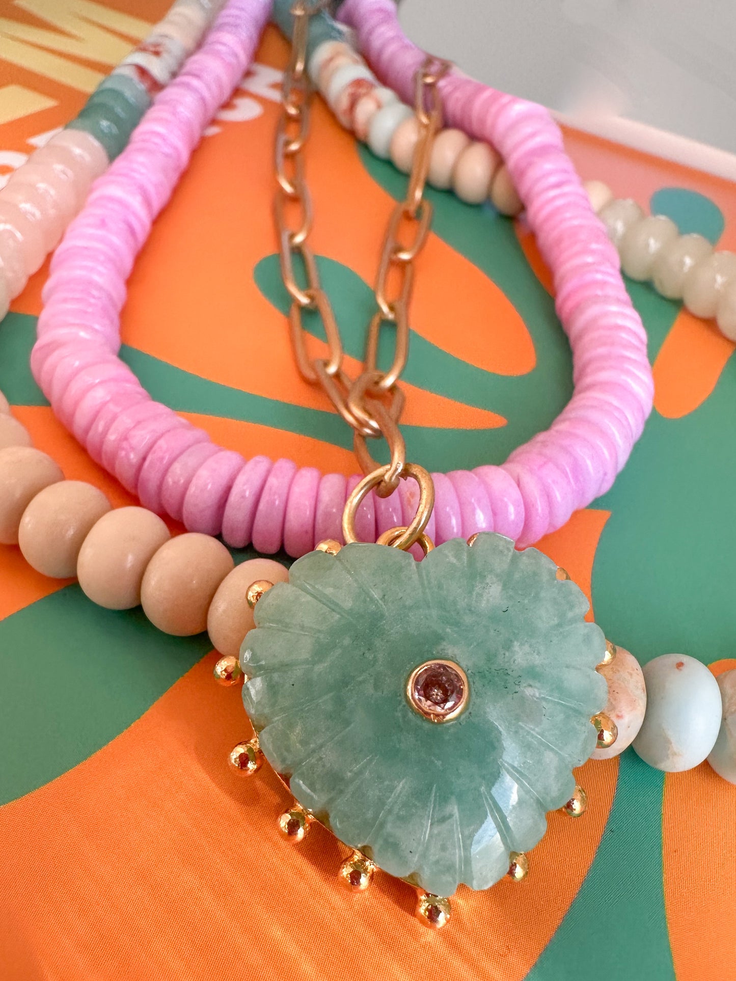 Gia-Carved Amazonite Heart Necklace