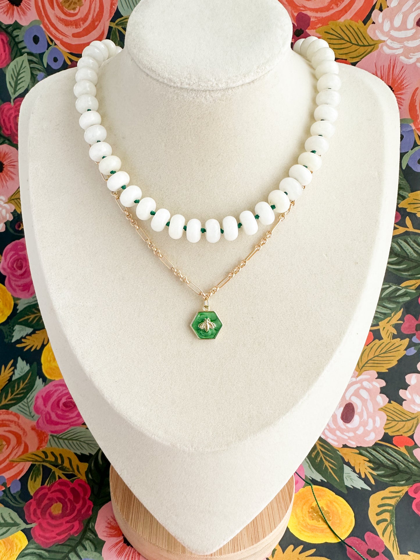 Green Silk-Knotted Necklace-Presley