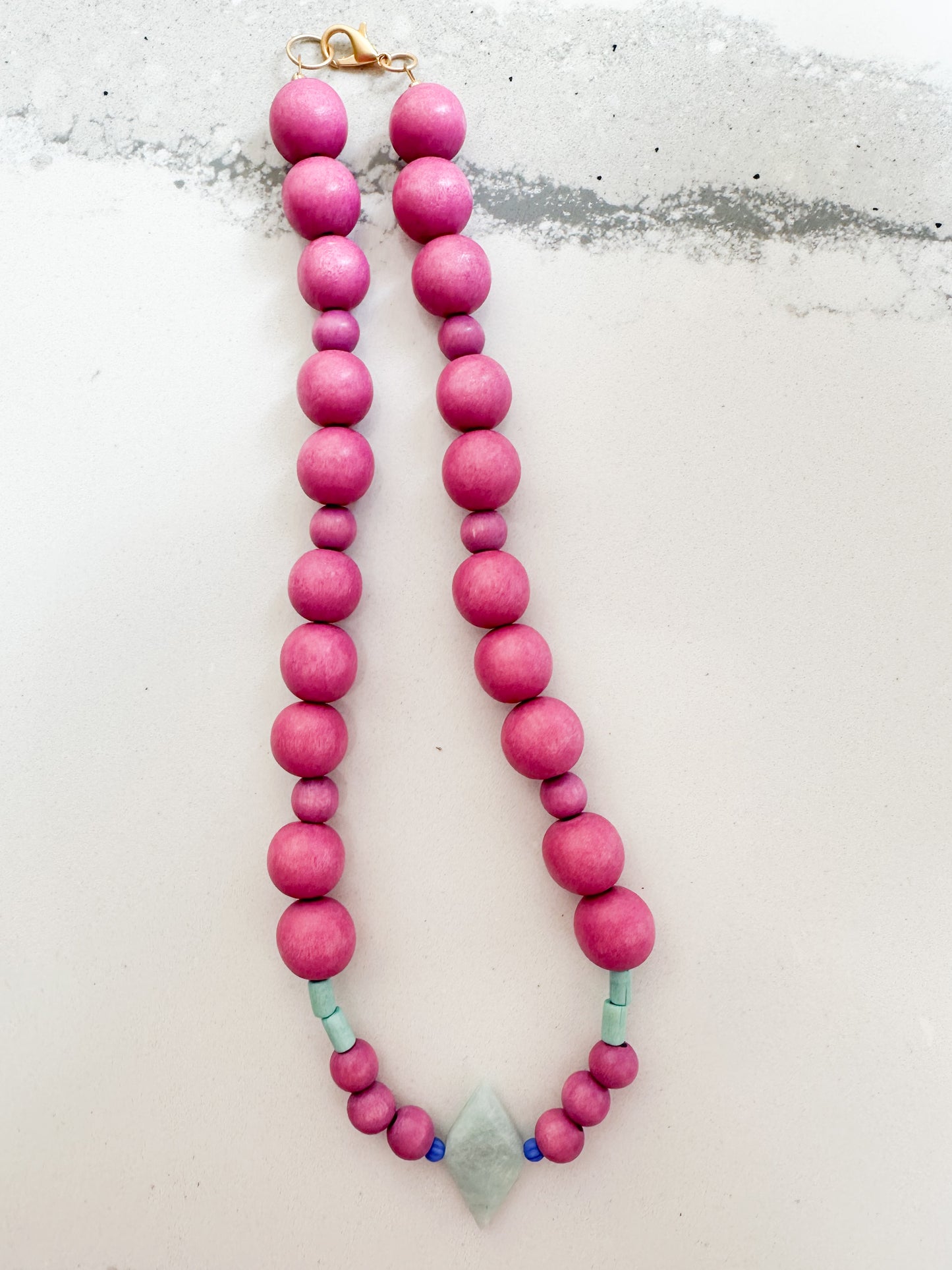 Magenta Beaded Necklace-The Dahlia