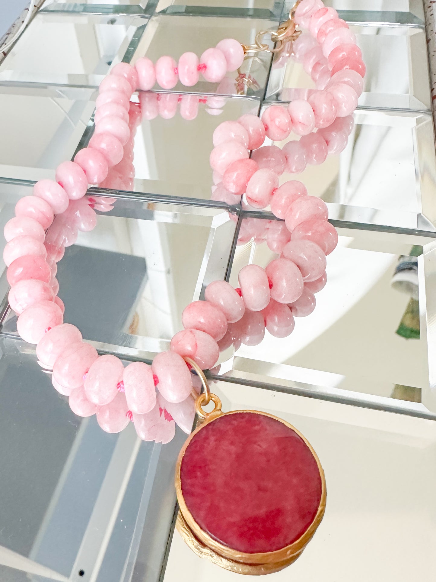 Silk-Knotted Jade Necklace with Pendant-Jillian