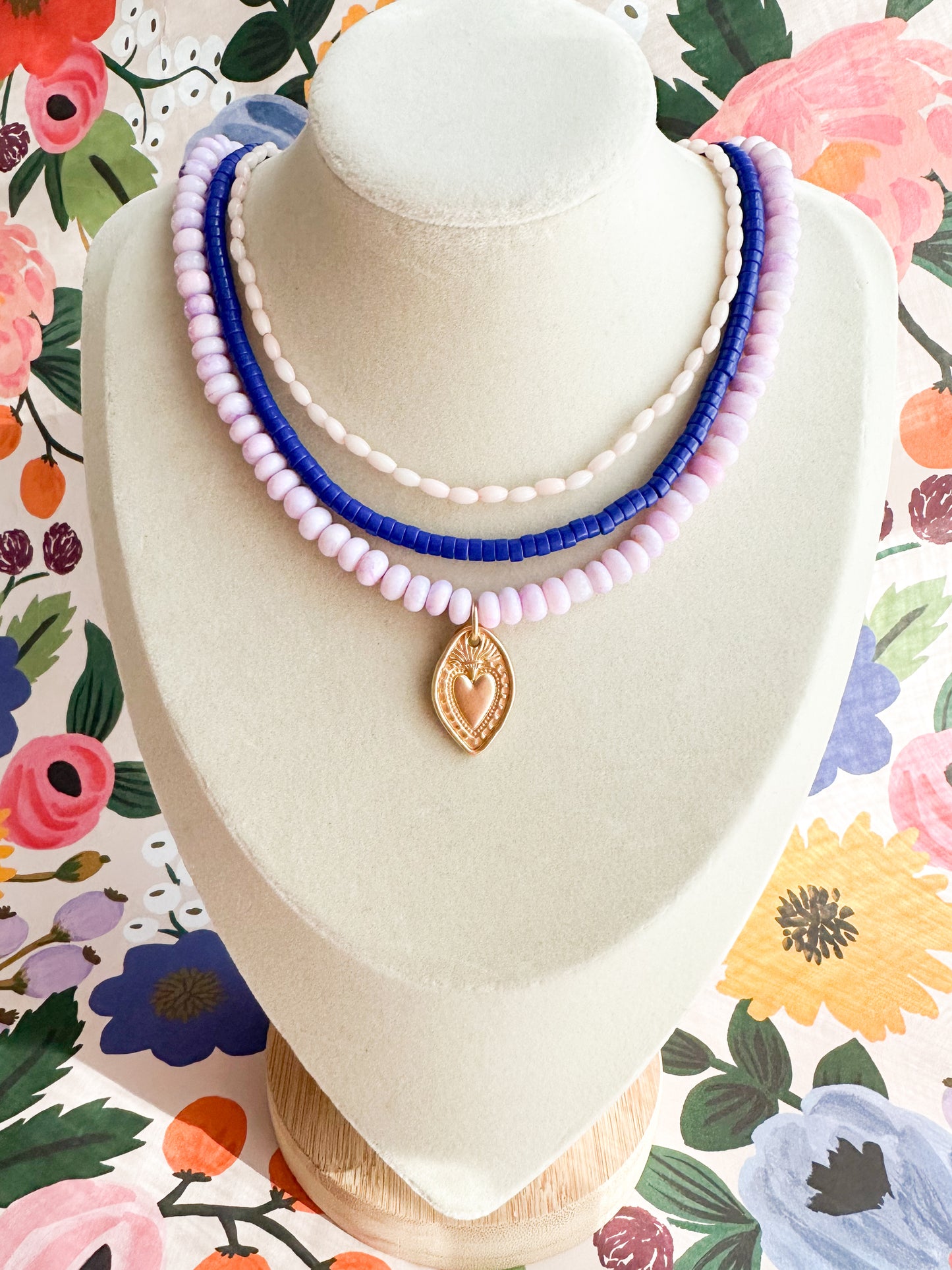 Fiona-Lavender Blue Opal Necklace with Charm