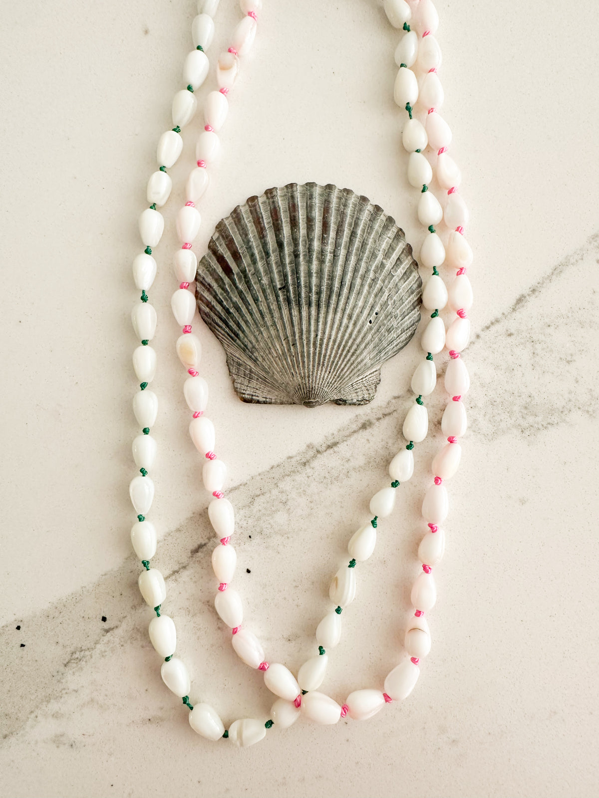Ava-Silk Knotted Shell Necklace
