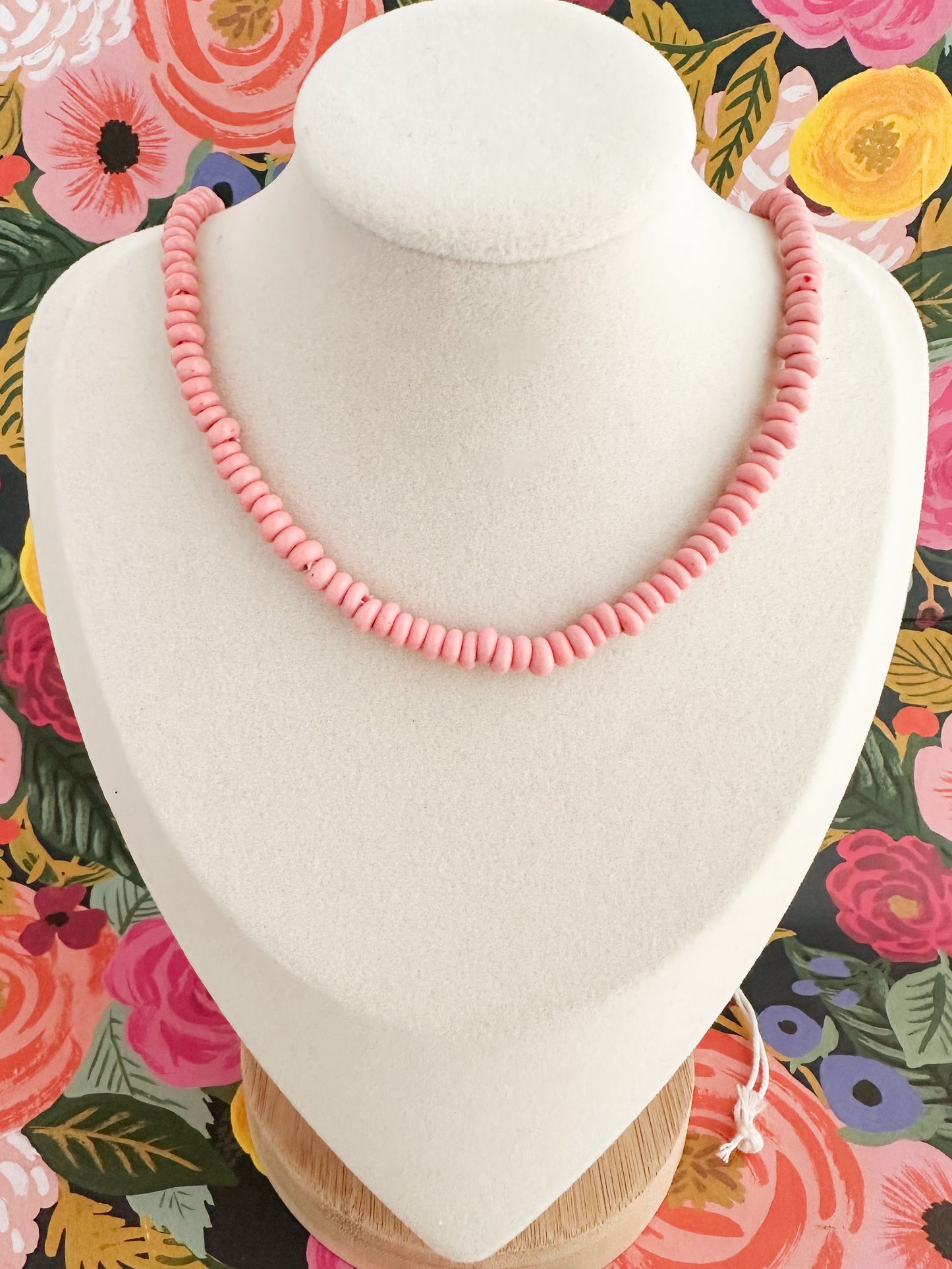 Rose Pink Java Glass Necklace-The Daisy