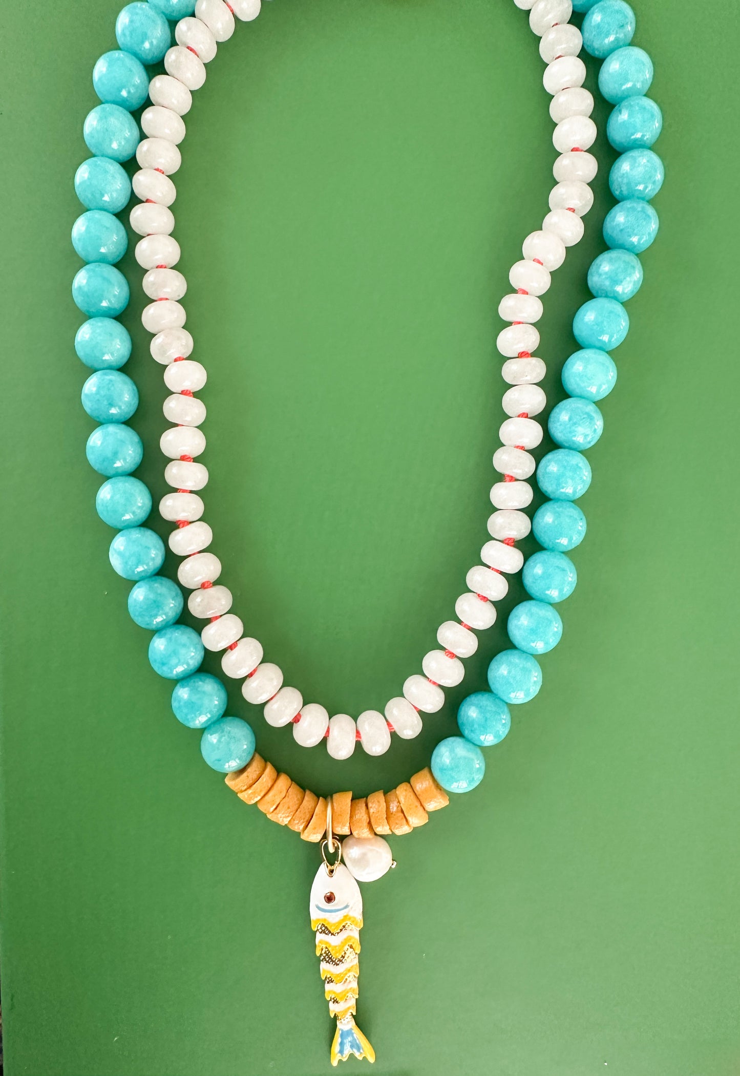 Carmen-Turquoise Fish Charm Necklace