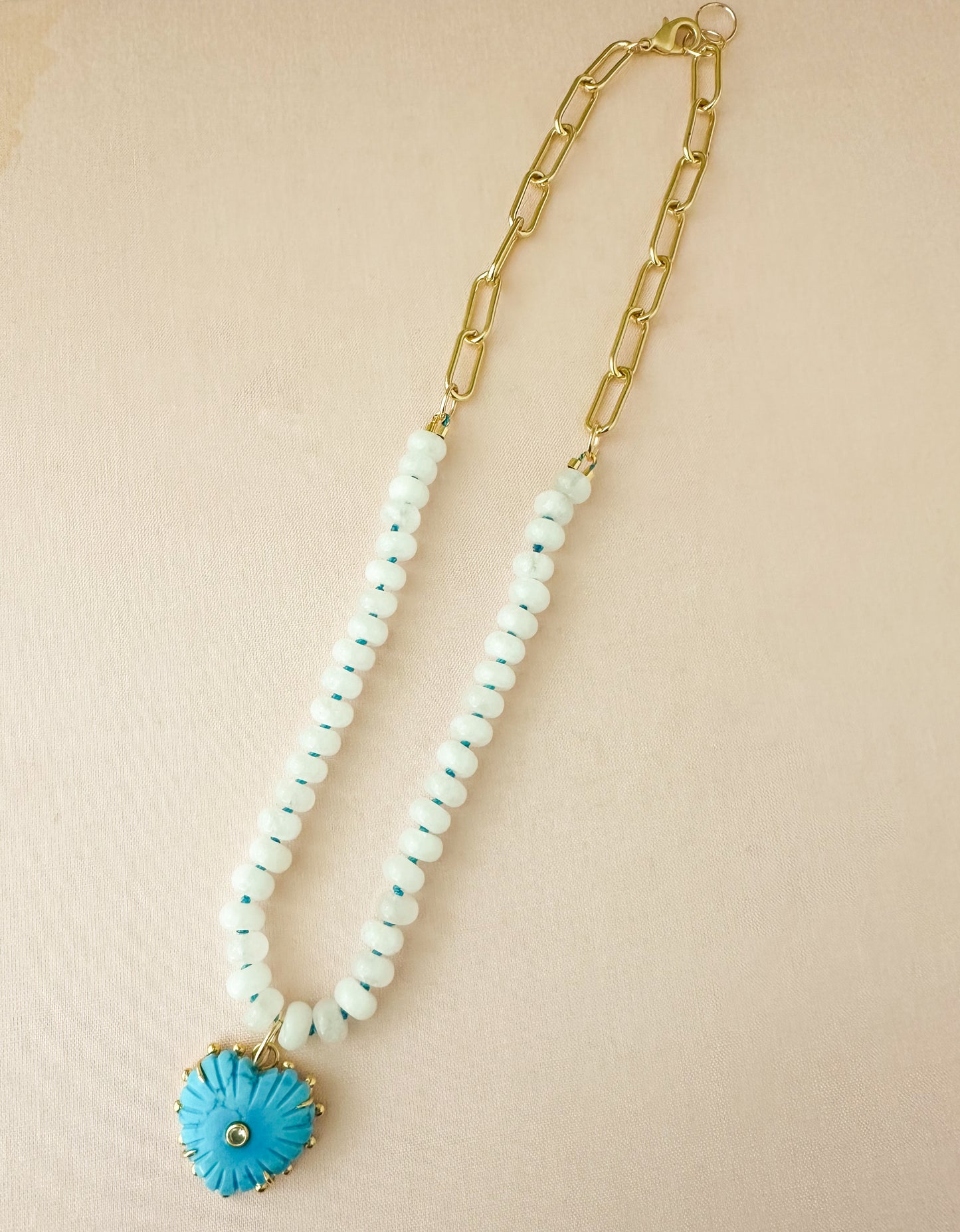 Celeste-Turquoise Gemstone Charm Necklace