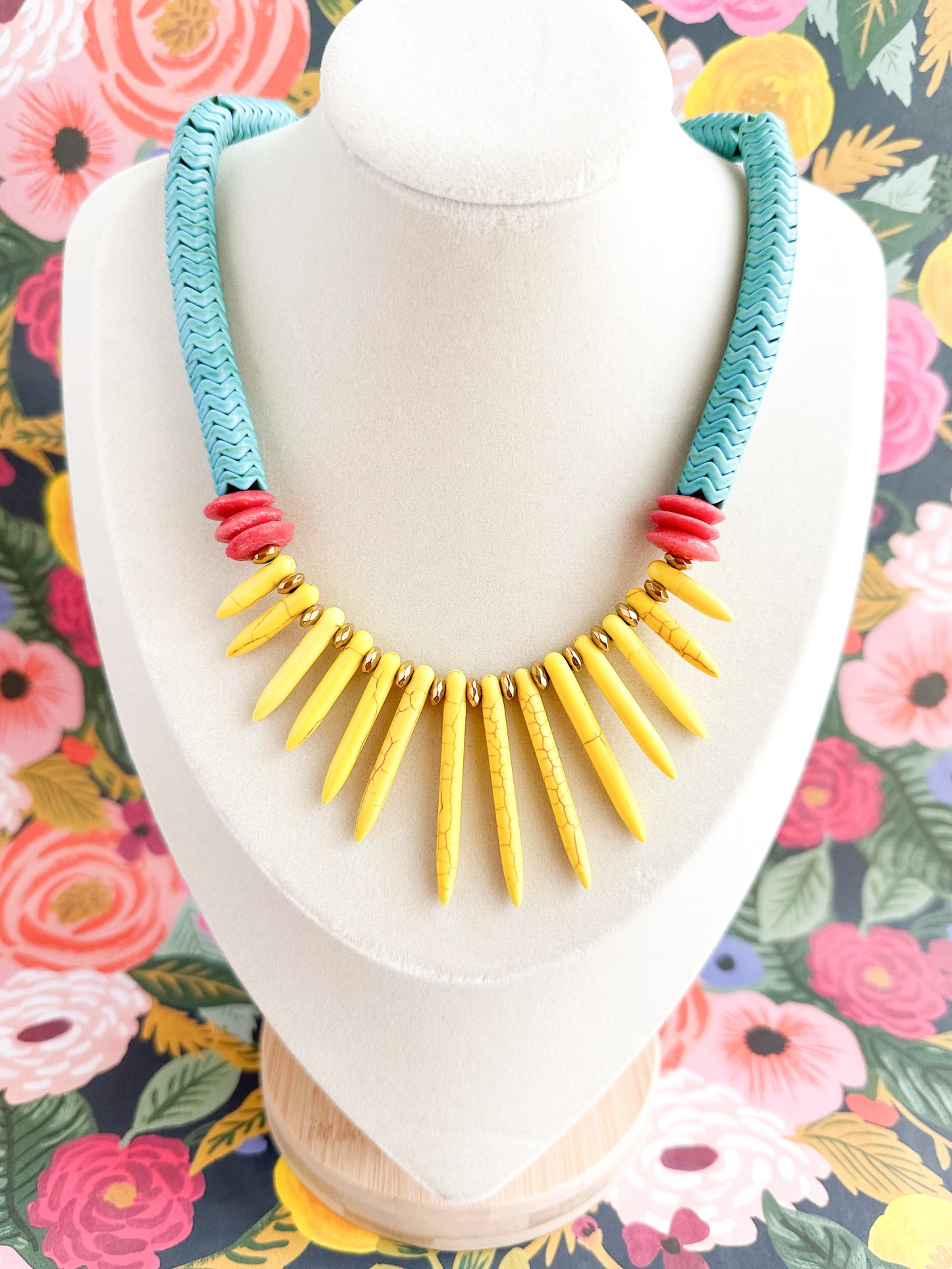 Turquoise and Yellow Necklace-Kaya