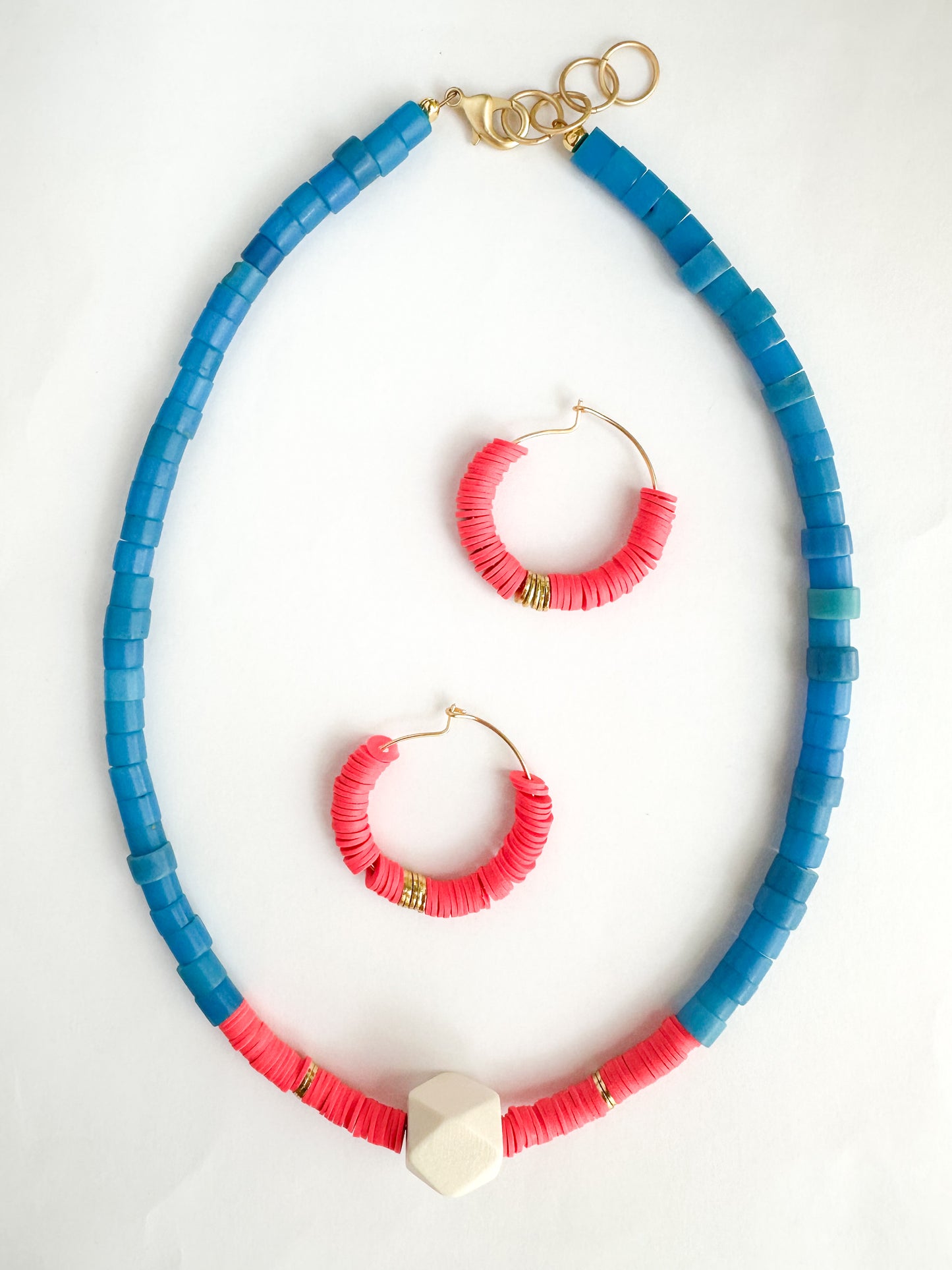 Blue and Pink Beaded Necklace-Mira