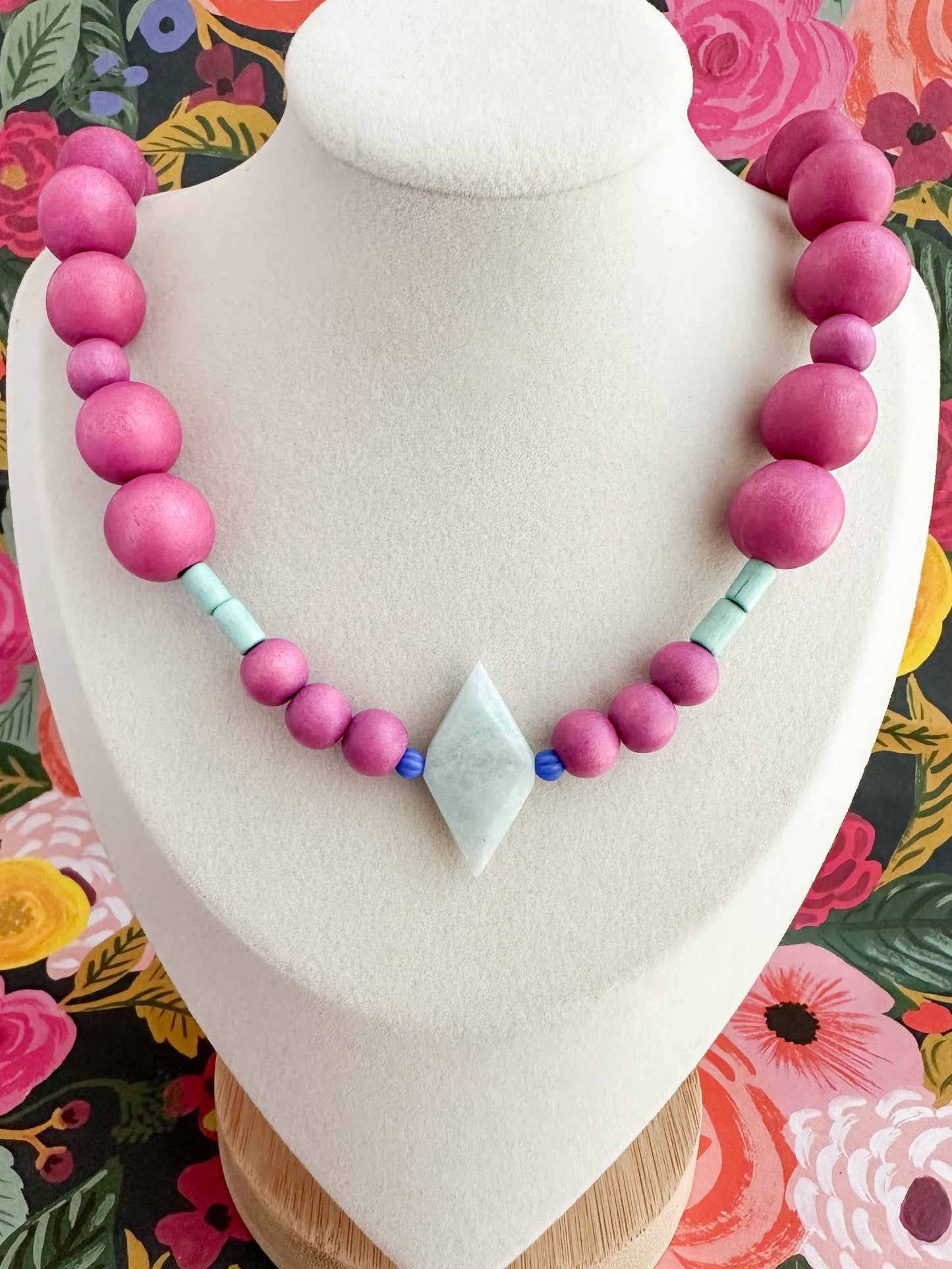 Magenta Beaded Necklace-The Dahlia