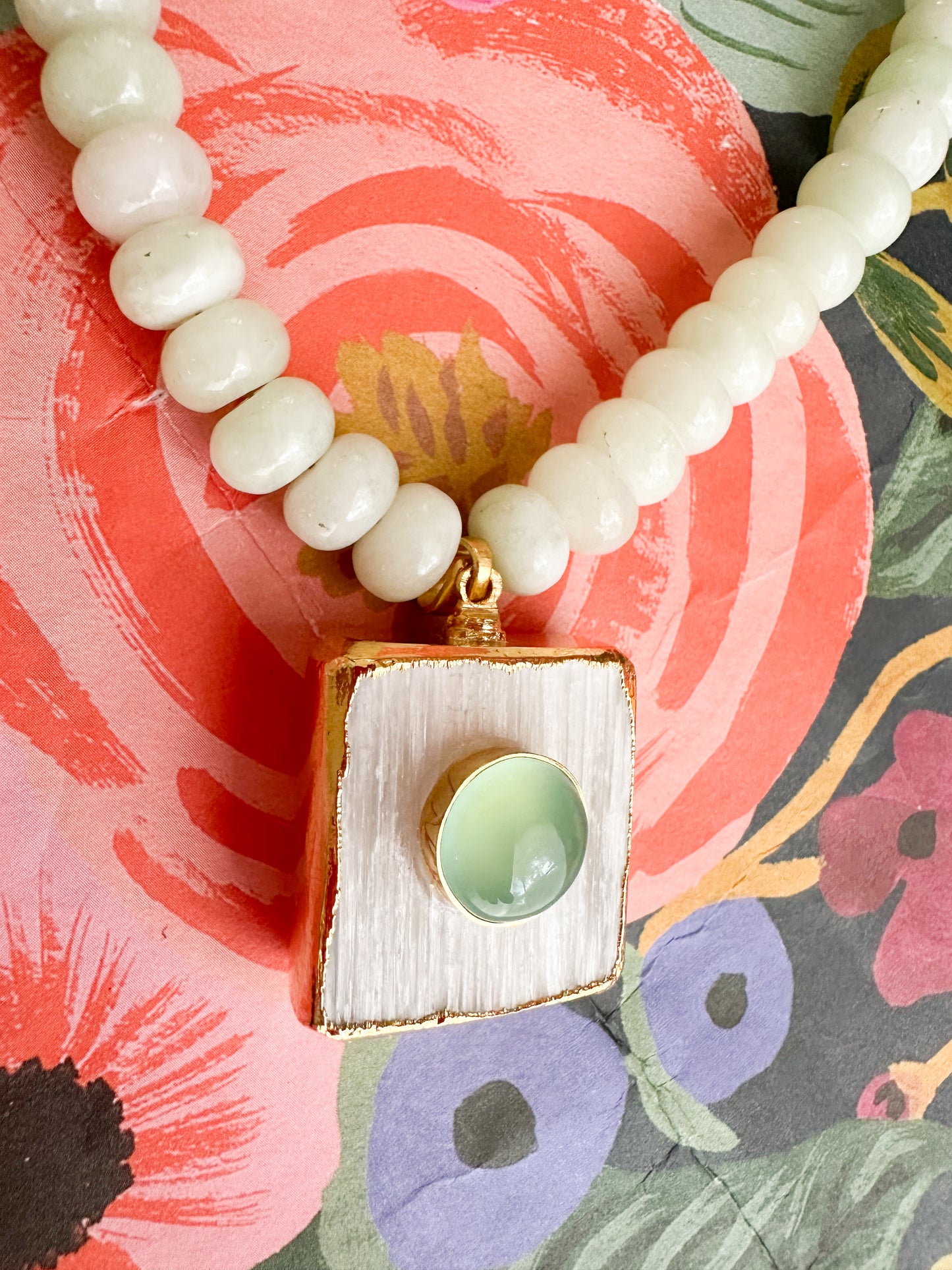 Jade Necklace with Gemstone Pendant-Willow