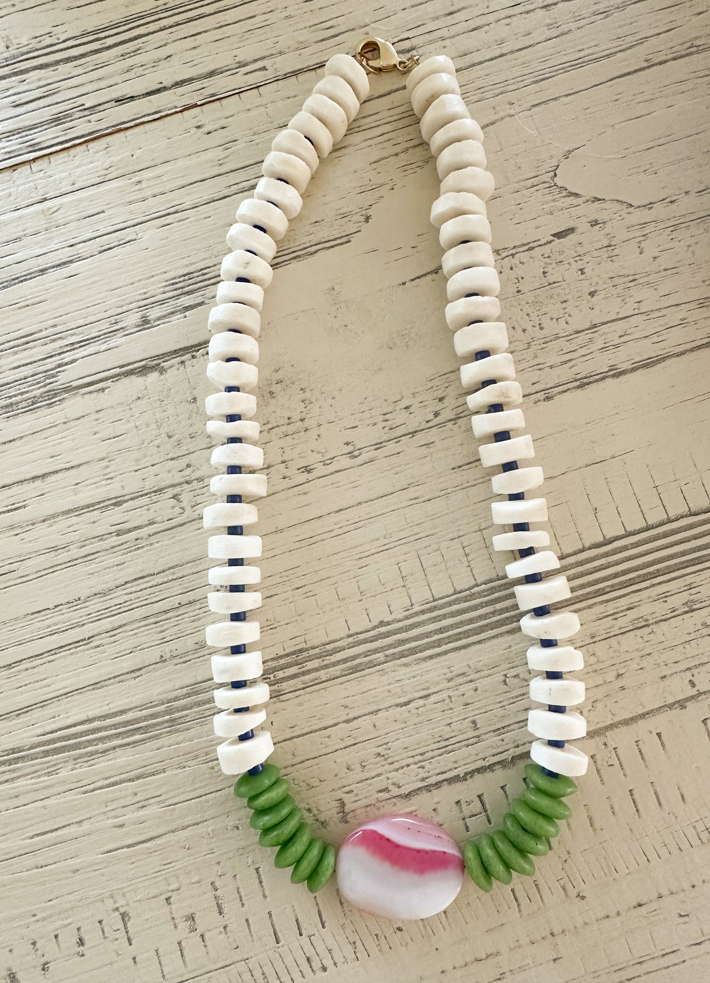 Peyton- Bone & African Saucer Necklace