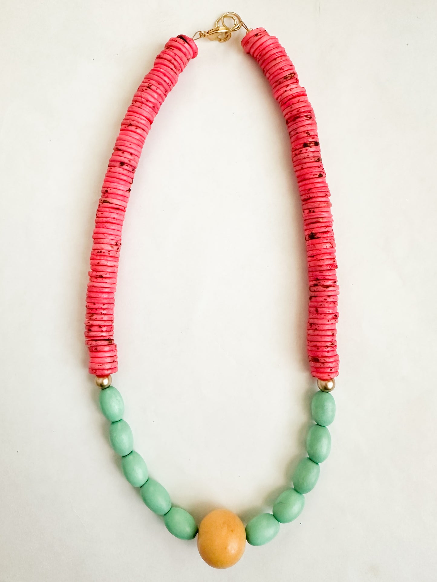 Blythe-Pink and Aqua Beaded Necklace