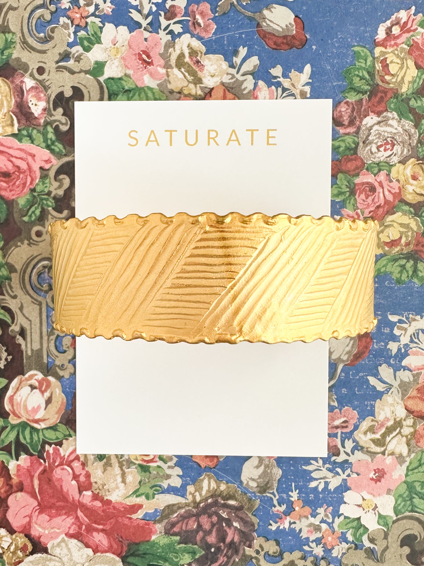 Textured adjustable gold cuff bracelet