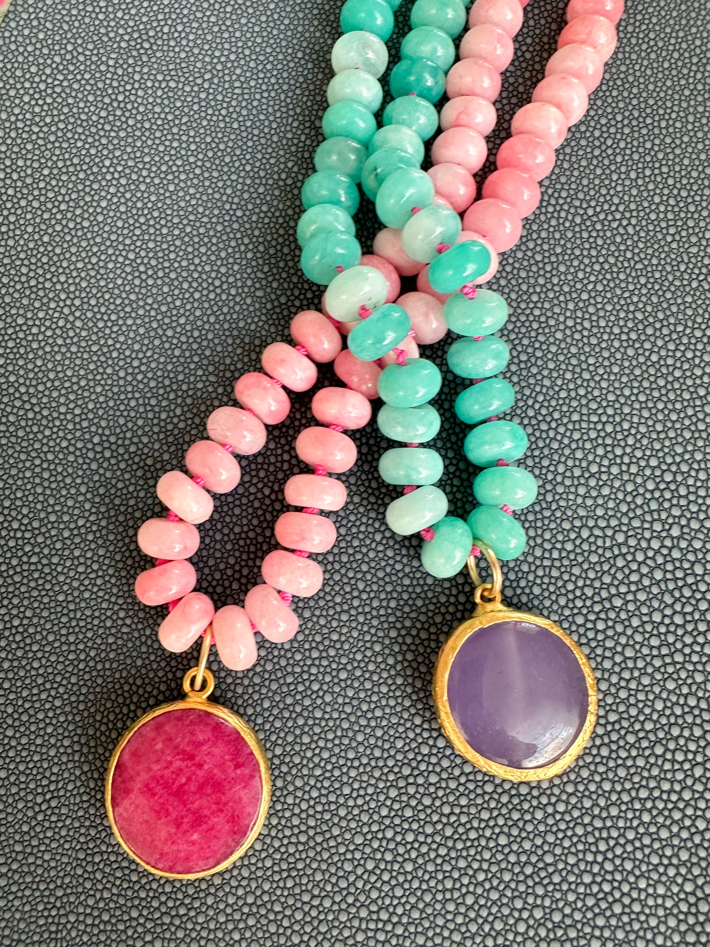 Silk-Knotted Jade Necklace with Pendant-Jillian