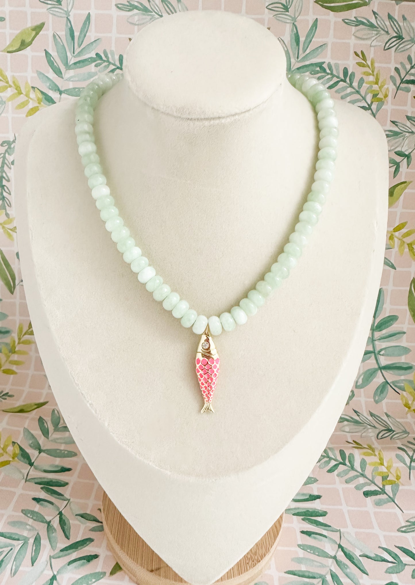 Chiara-Jade Necklace with Fish Charm