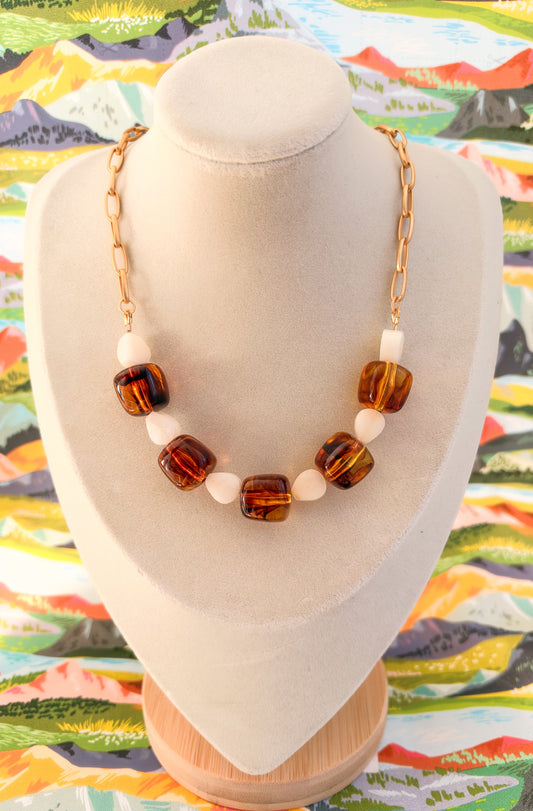 Presley-Gemstone Resin Necklace