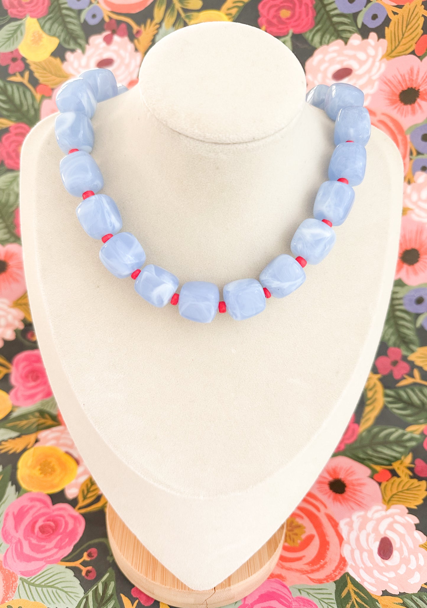 Paxton-Sky Blue Resin Necklace