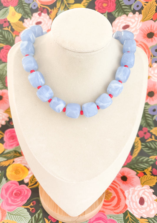 Paxton-Sky Blue Resin Necklace