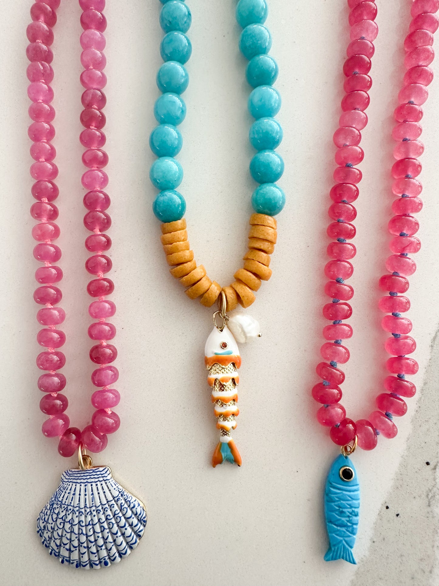 Carmen-Turquoise Fish Charm Necklace