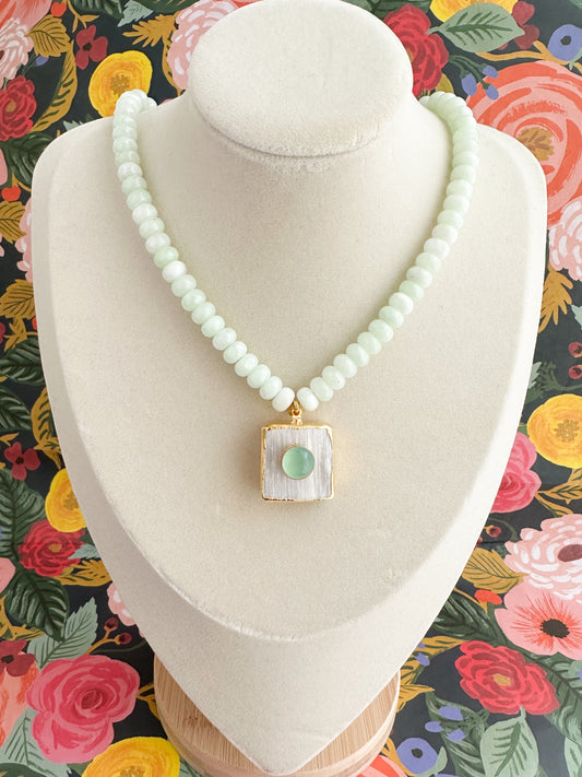 Jade Necklace with Gemstone Pendant-Willow