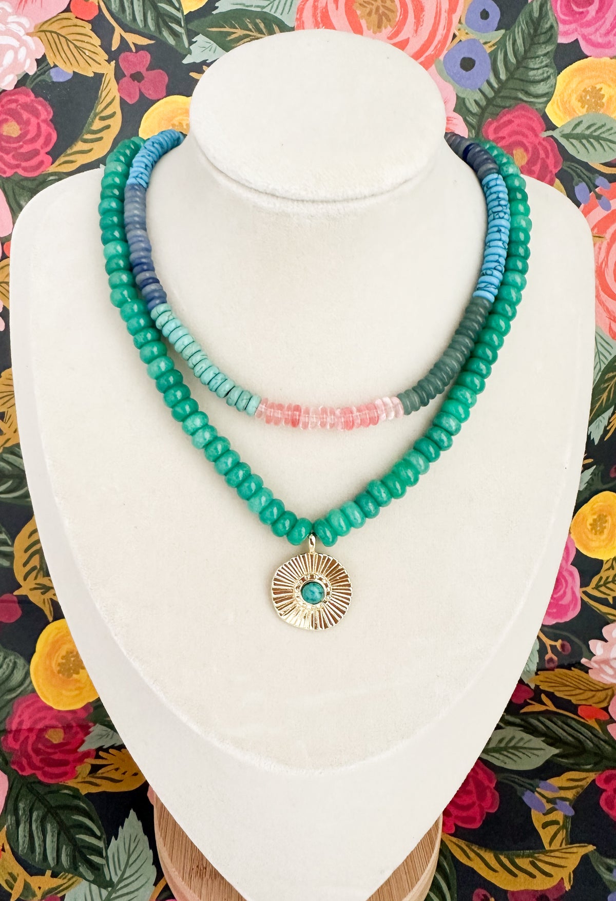 Lia-Green Jade Necklace with Pendant