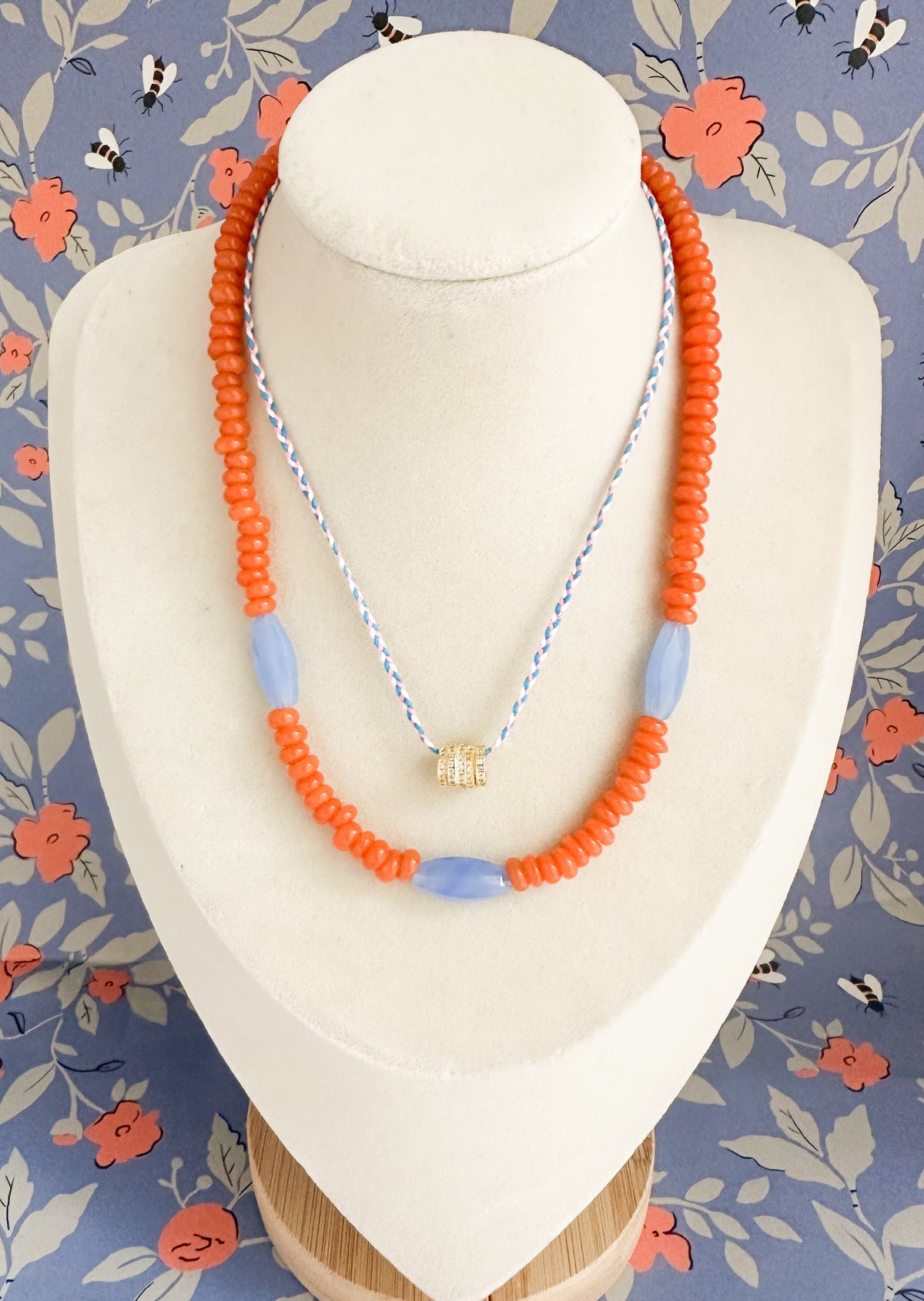 Mika-Orange Ghana Glass Necklace Set