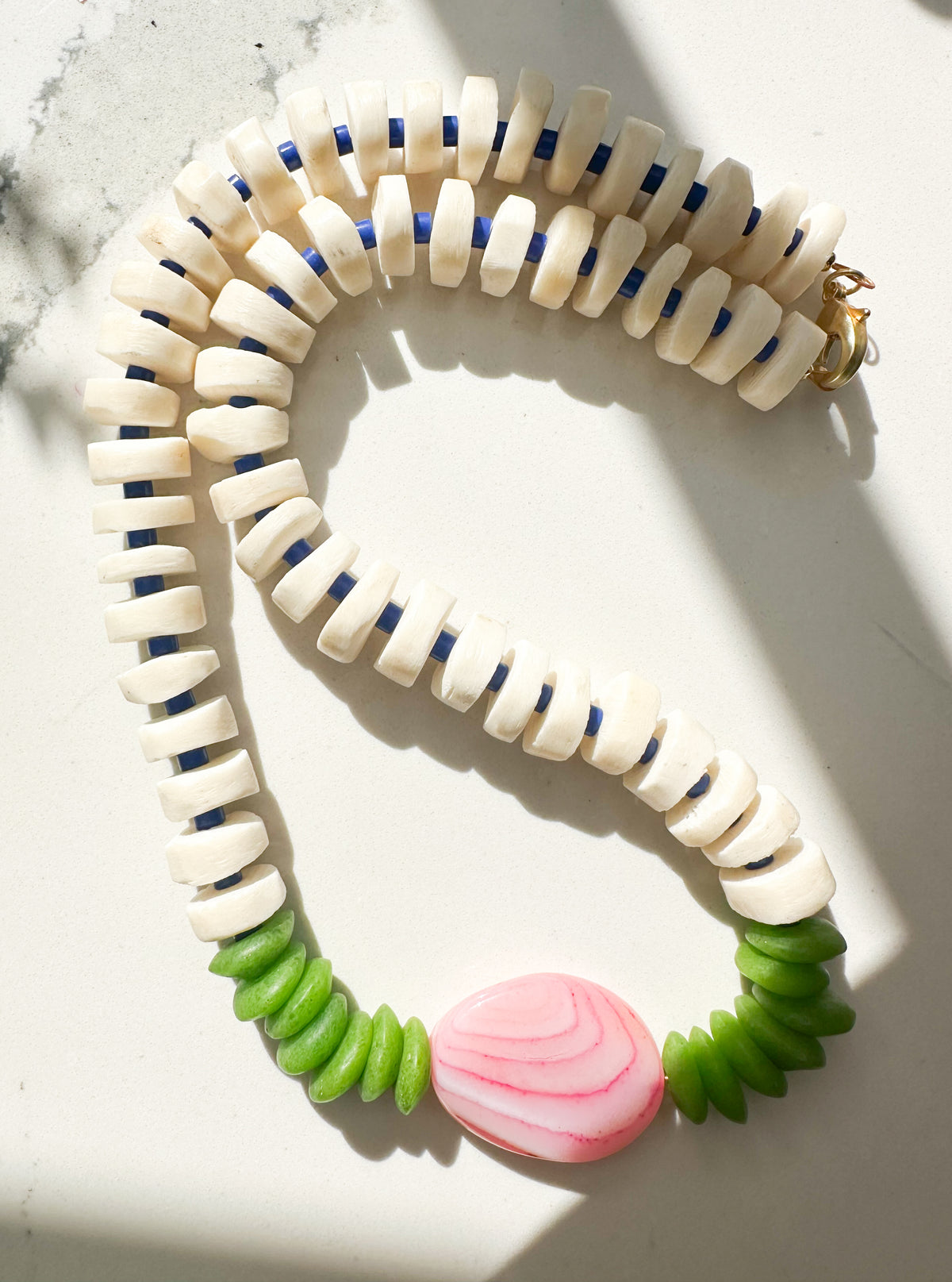 Peyton- Bone & African Saucer Necklace