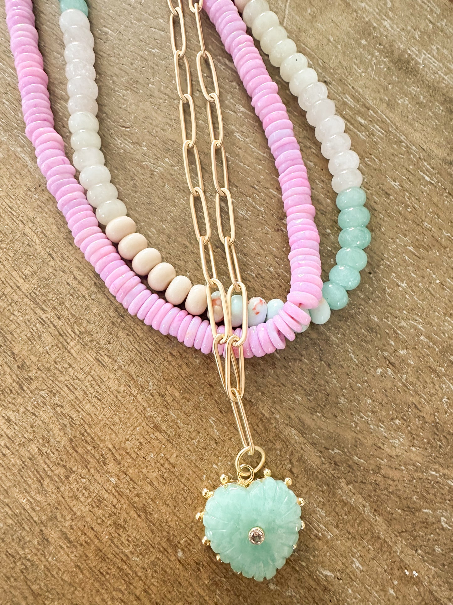 Gia-Carved Amazonite Heart Necklace