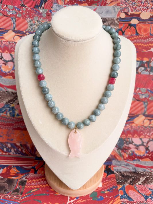 Naomi-Gemstone Fish Necklace