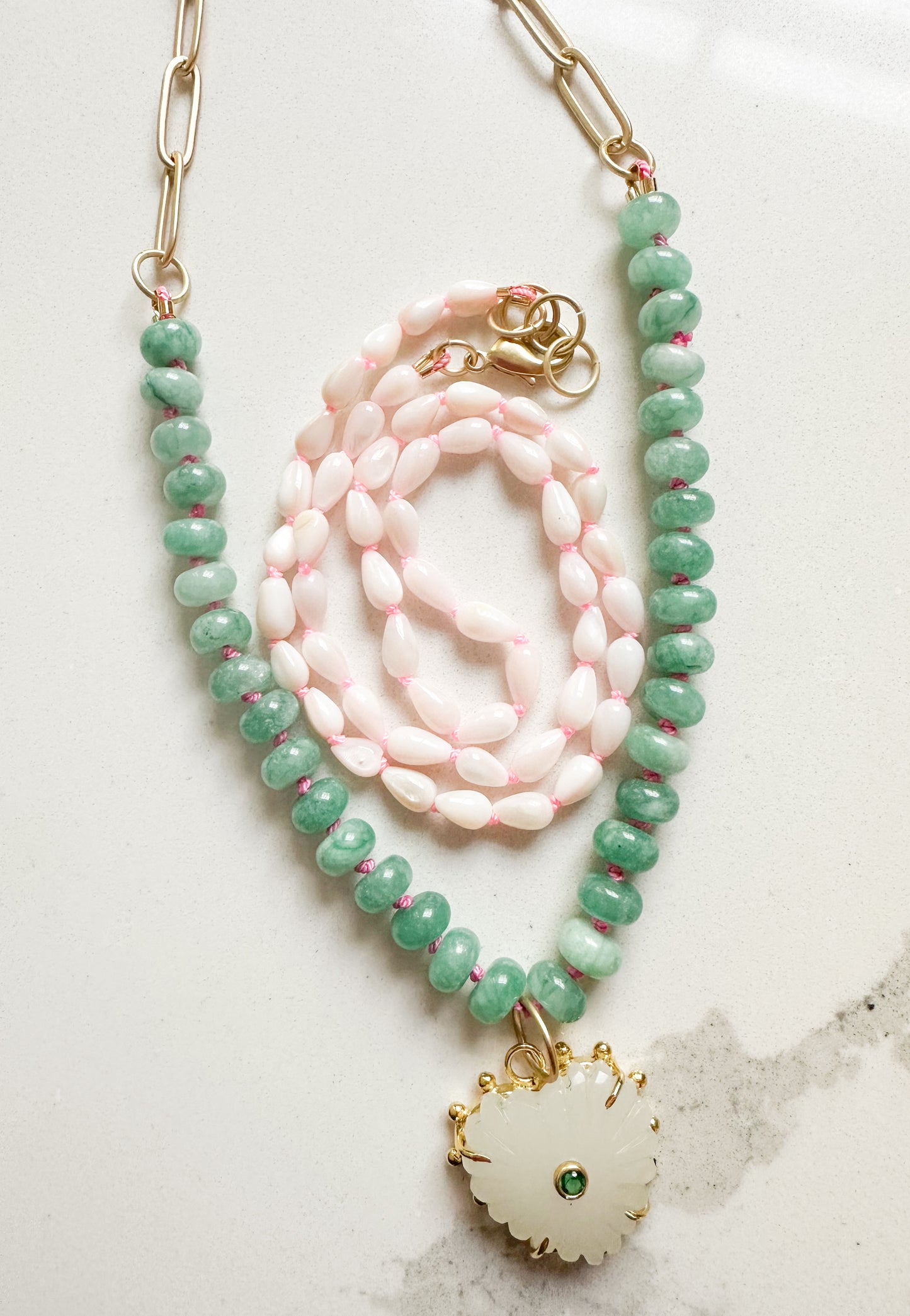 Beni-Silk Knotted Necklace with Heart Pendant
