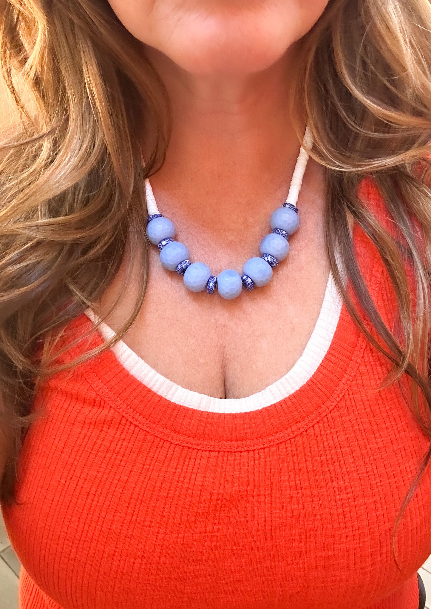 Blue Quartz Statement Necklace-Maggie