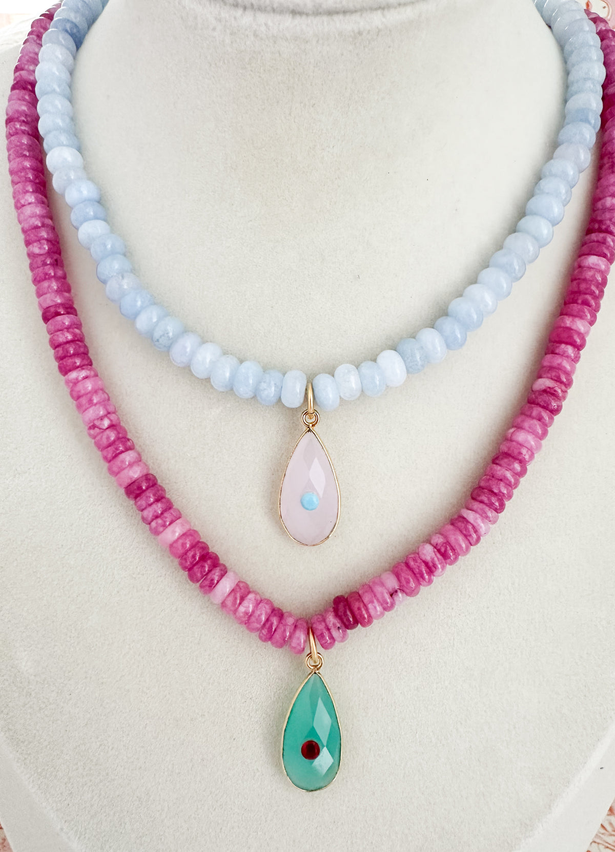 Sloane-Jade Necklace with Gemstone Pendant