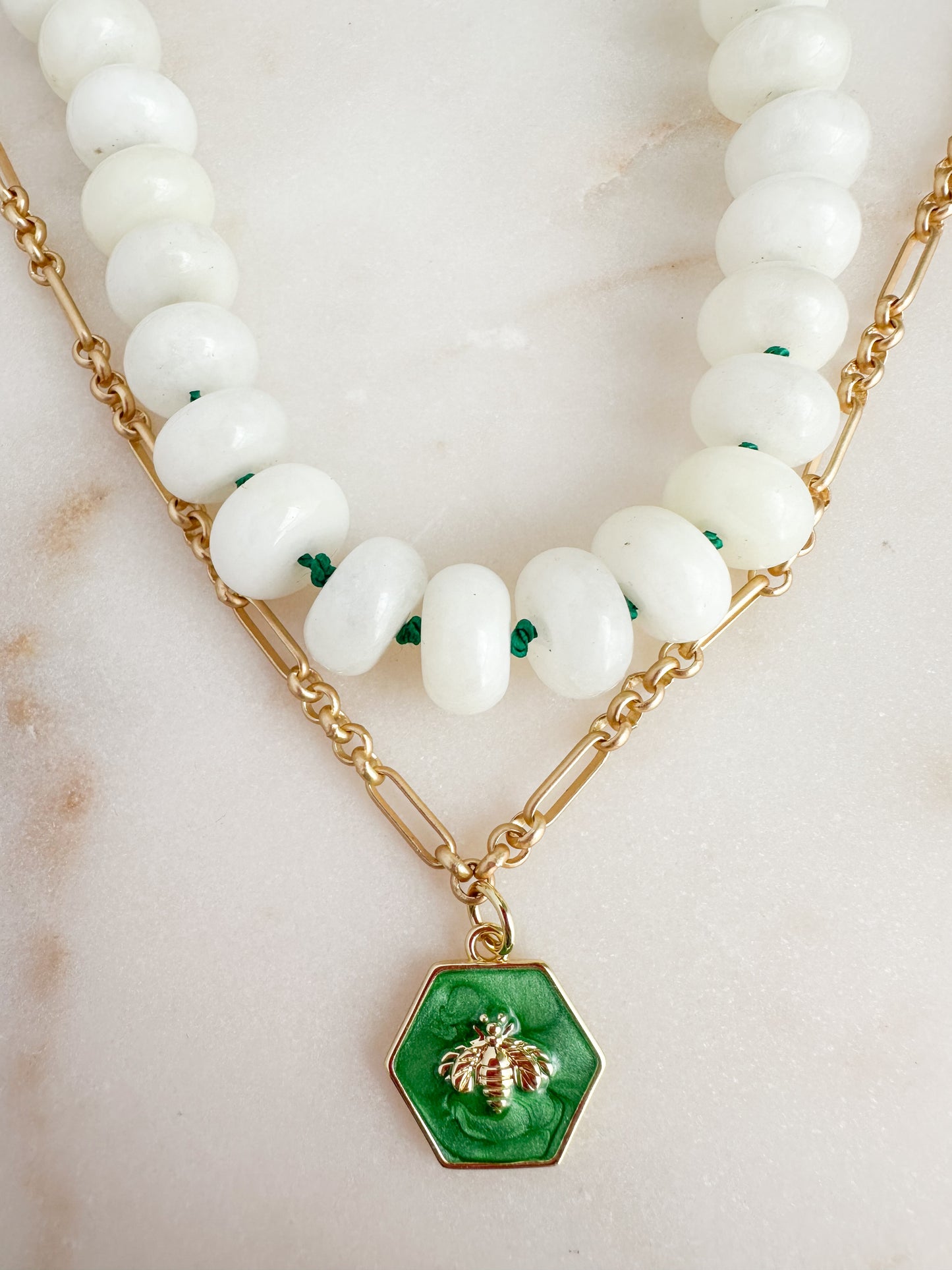 Green Silk-Knotted Necklace-Presley
