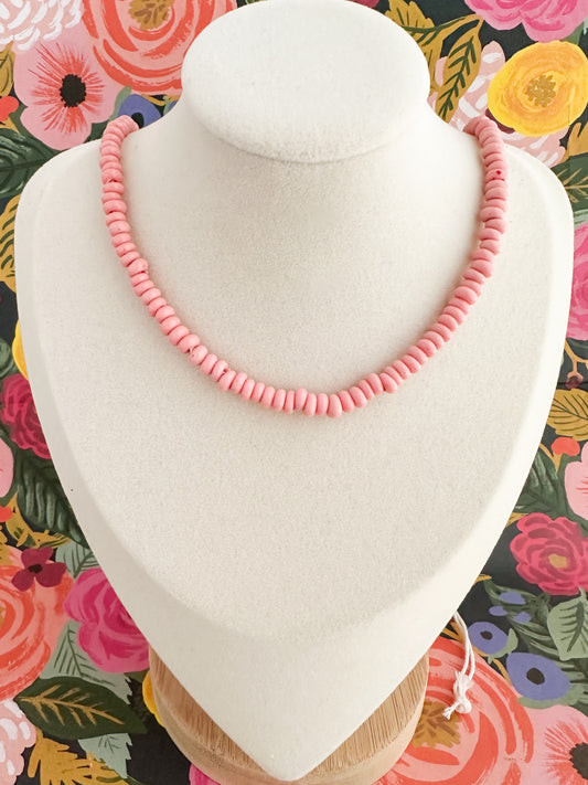 Rose Pink Java Glass Necklace-The Daisy