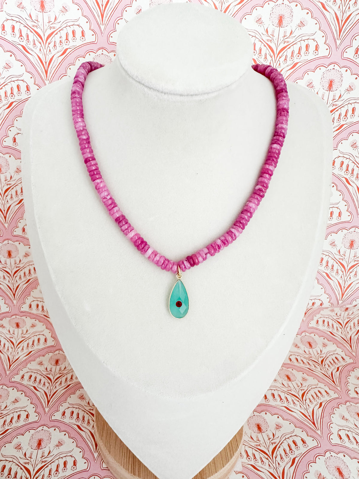 Sloane-Jade Necklace with Gemstone Pendant