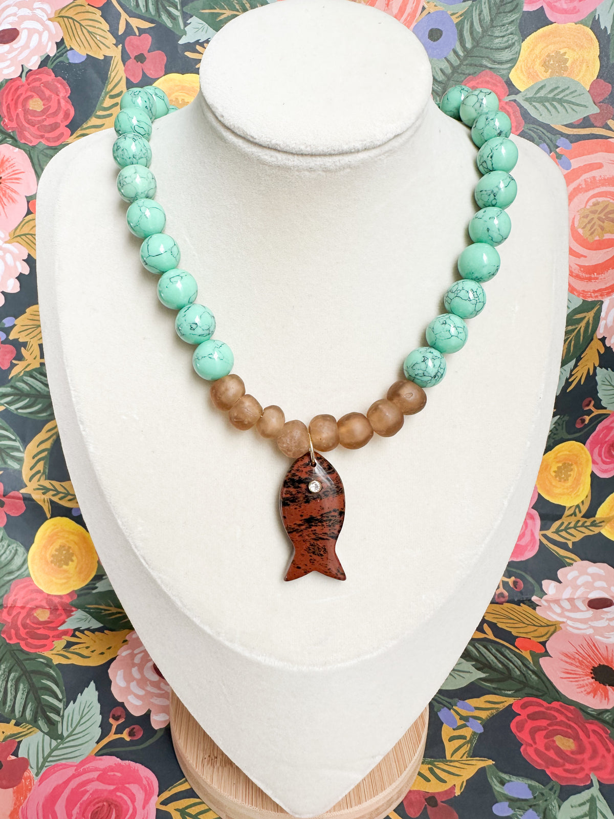 Willow-Gemstone Fish Necklace