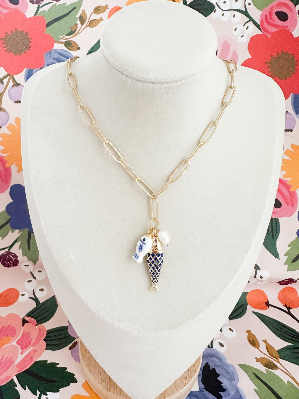 Ola-Gold Fish Charm Necklace