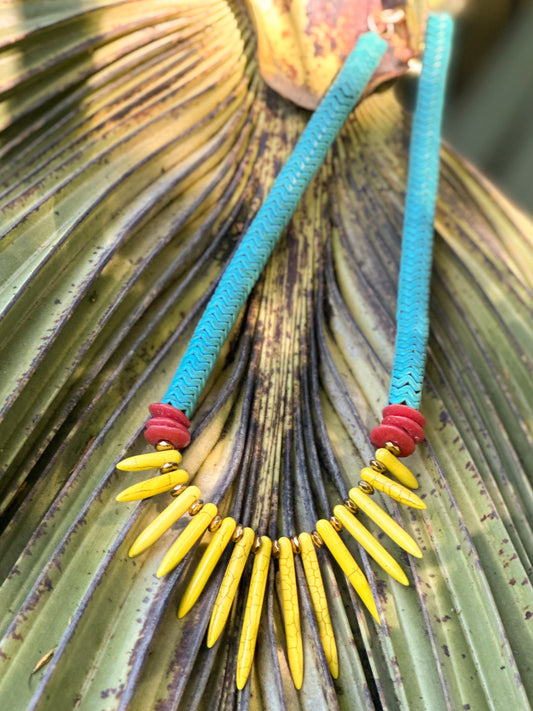 Turquoise and Yellow Necklace-Kaya