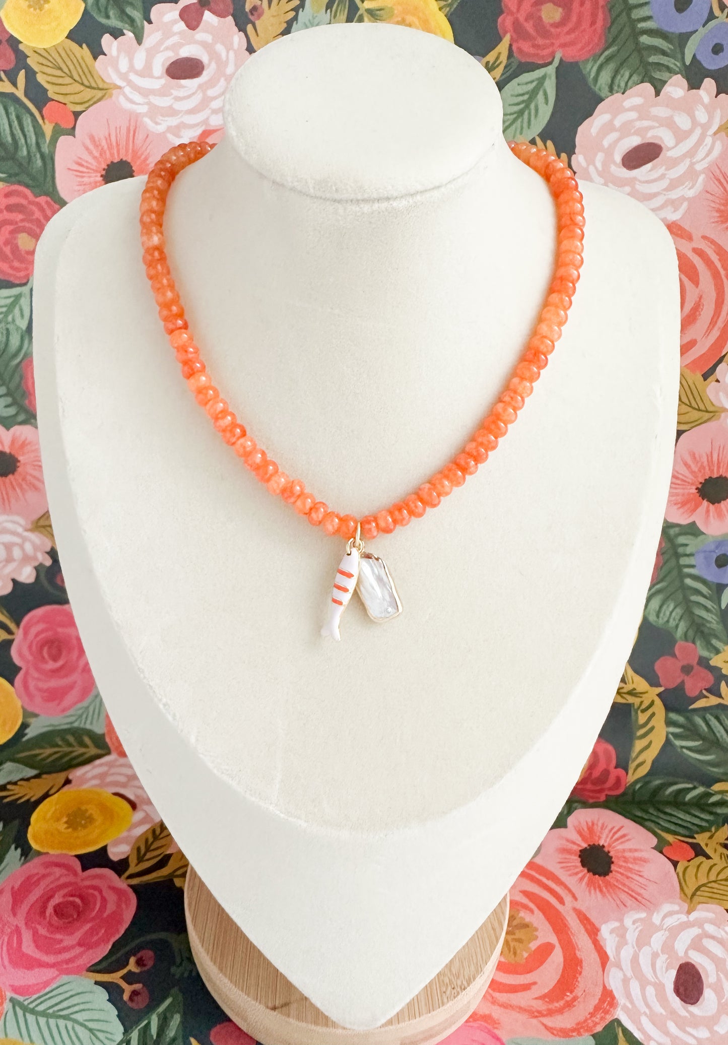 Miriam-Orange Jade Charm Necklace