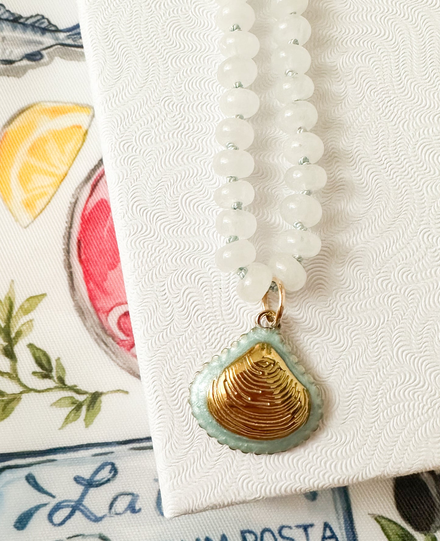 Ginevra-Silk Knotted Shell Necklace