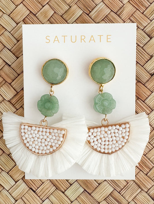 The Angelina's-Soft Green Gemstone Statement Earrings