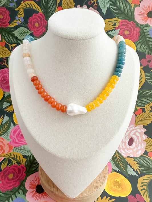 Multi-Color Jade Candy Necklace-The Jill