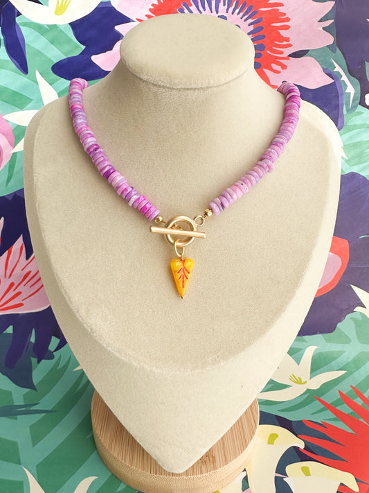 Aida Necklace-Lavender Pink Opal Beaded Necklace