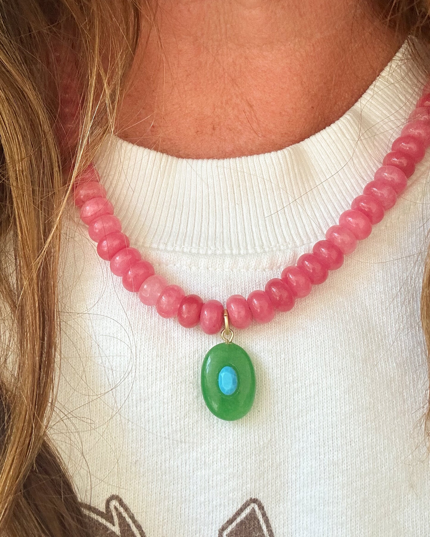 Sawyer-Pink Jade Necklace