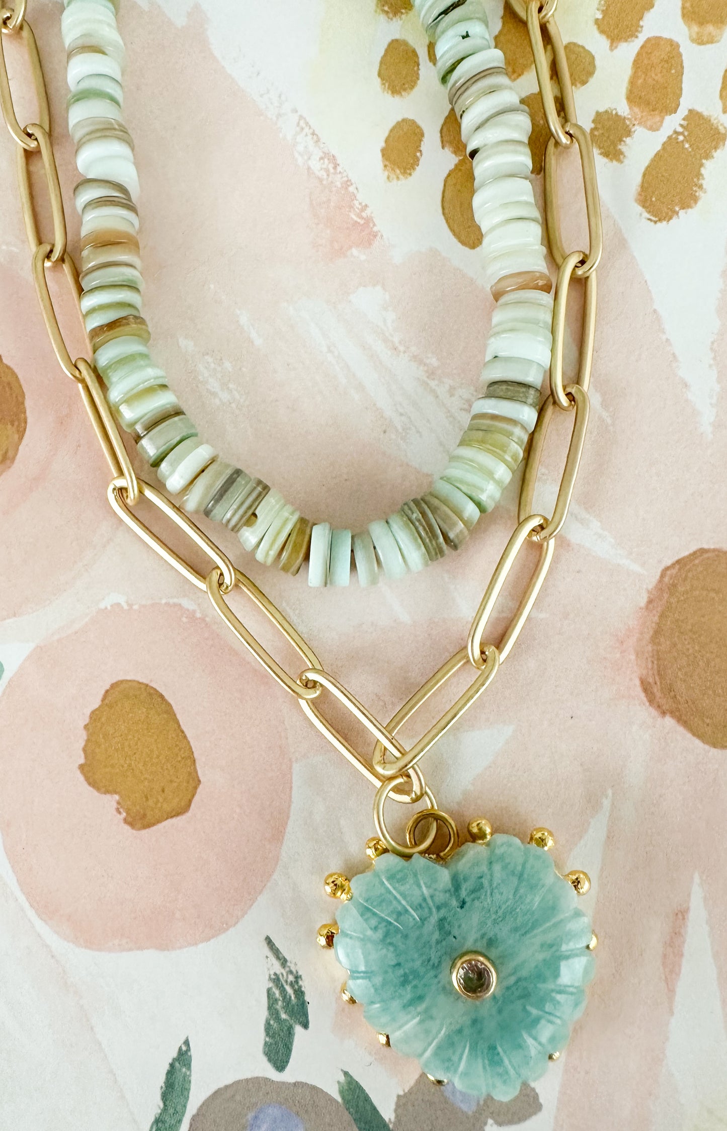 Gia-Carved Amazonite Heart Necklace