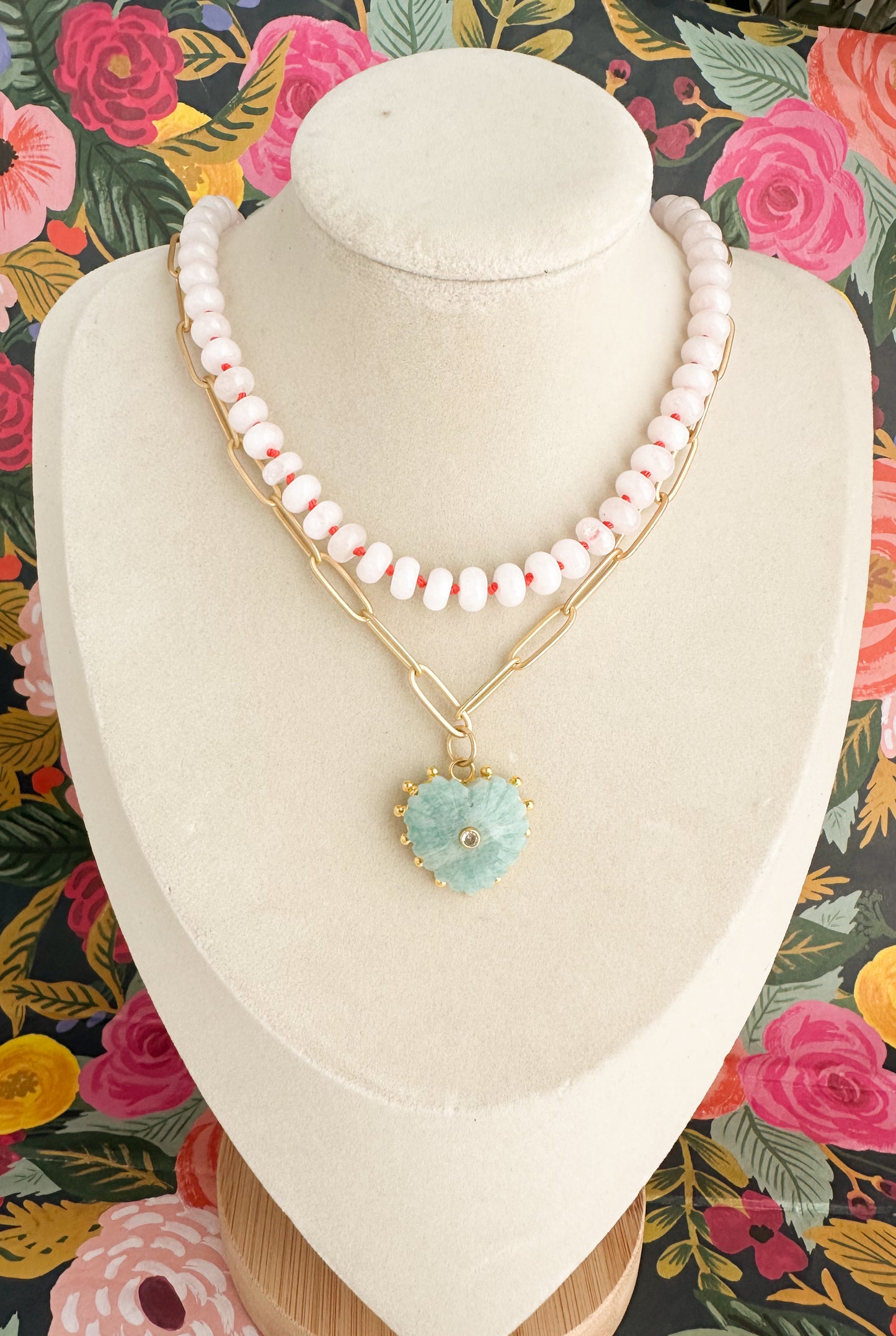 Gia-Carved Amazonite Heart Necklace