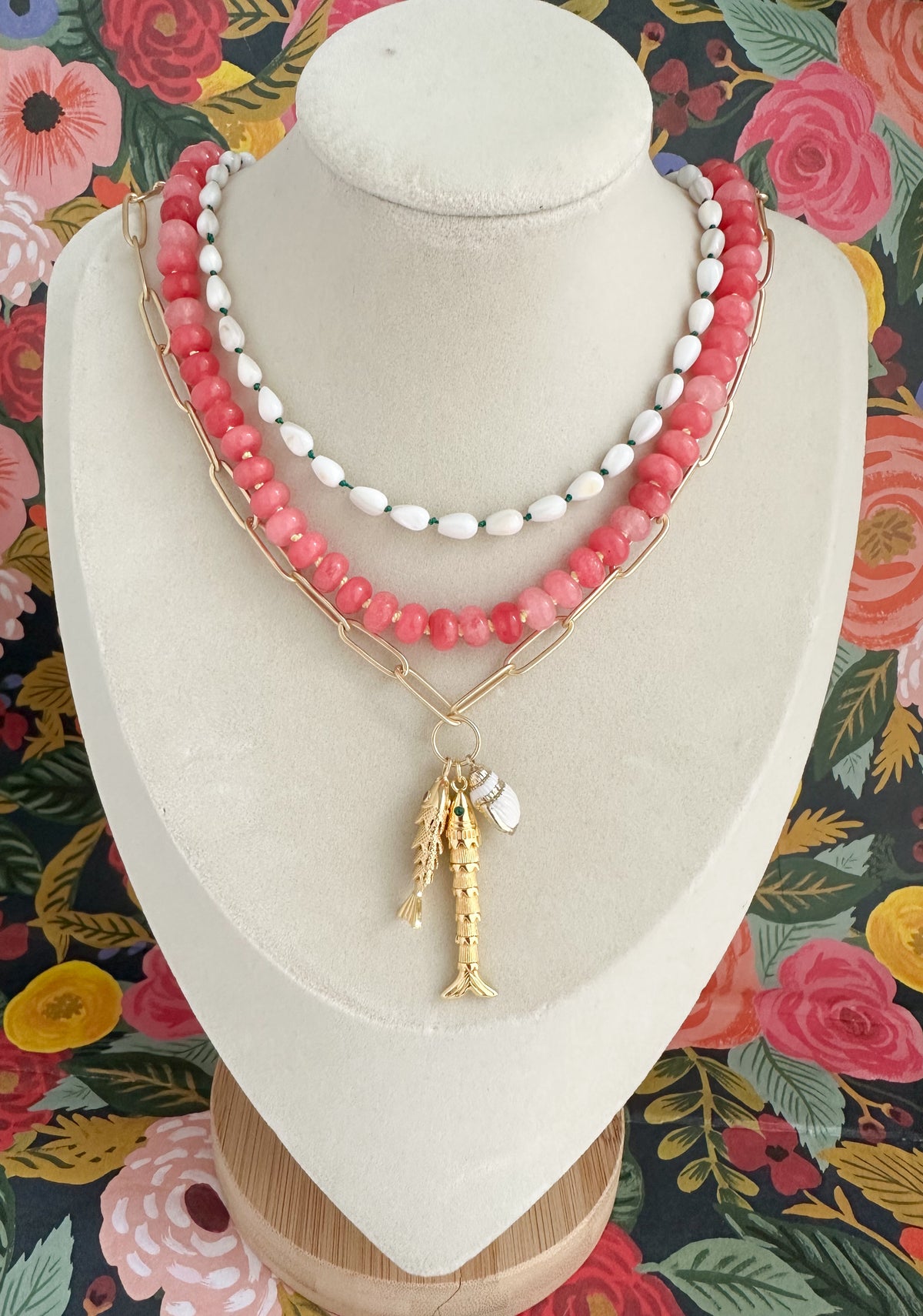 Ava-Silk Knotted Shell Necklace