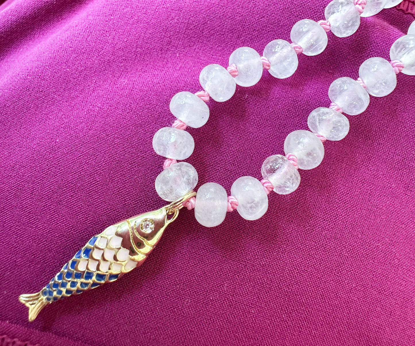 Pixie-Silk Knotted Fish Charm Necklace