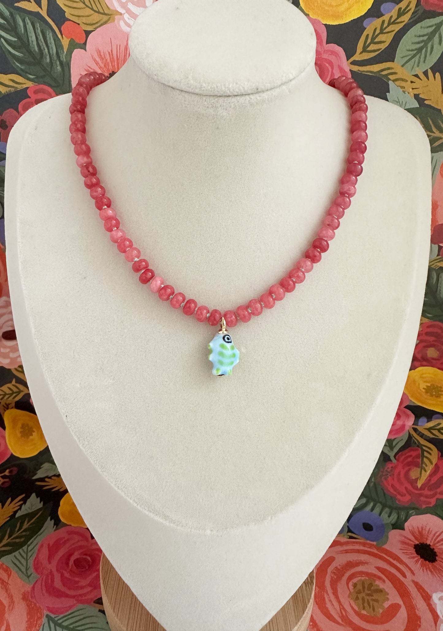 Laura-Silk-Knotted Fish Necklace