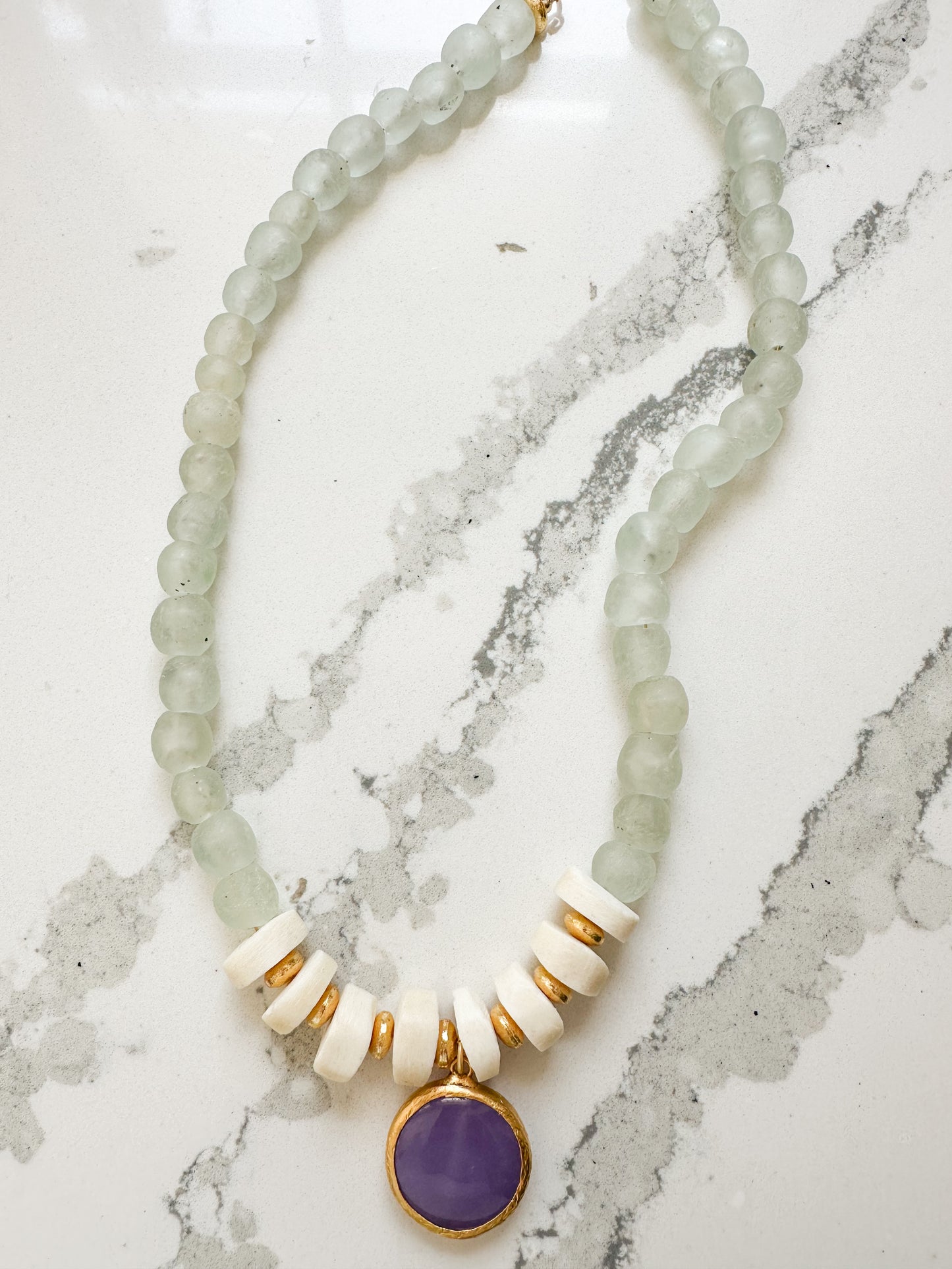 Savannah-Sea Glass Necklace with Charm